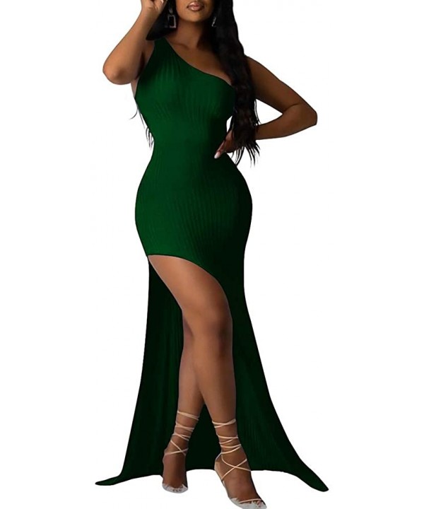 Women Sexy High Slit Plunging V Neck Long Sleeve Club Party Beach Maxi Dress - C-green - C8196SQQO2E $25.34-Cover-Ups