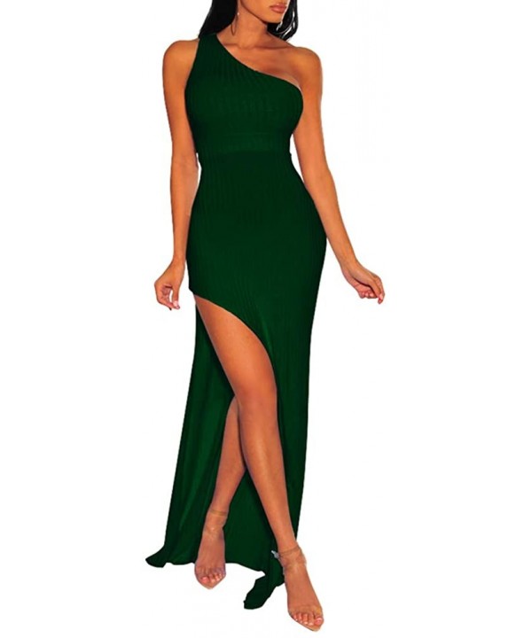 Women Sexy High Slit Plunging V Neck Long Sleeve Club Party Beach Maxi Dress - C-green - C8196SQQO2E $25.34-Cover-Ups