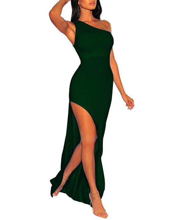 Women Sexy High Slit Plunging V Neck Long Sleeve Club Party Beach Maxi Dress - C-green - C8196SQQO2E $25.34-Cover-Ups