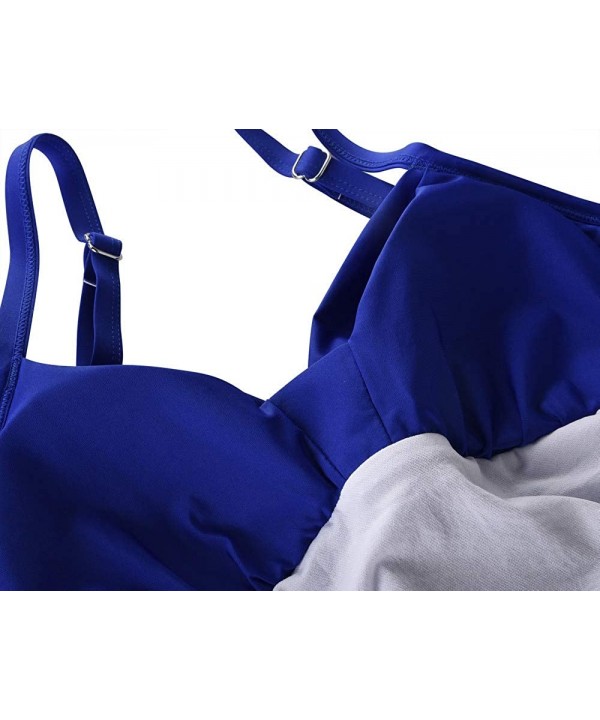 Women's One Piece Swimsuit Draped Surplice Swimwear Tummy Control Bathing Suit - Royal Blue - CV18U4L4D7T $27.58-One-Pieces