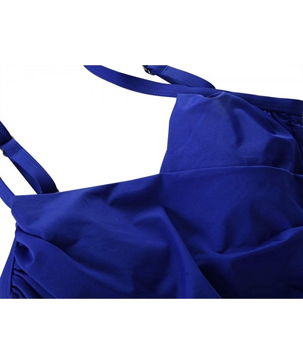 Women's One Piece Swimsuit Draped Surplice Swimwear Tummy Control Bathing Suit - Royal Blue - CV18U4L4D7T $27.58-One-Pieces