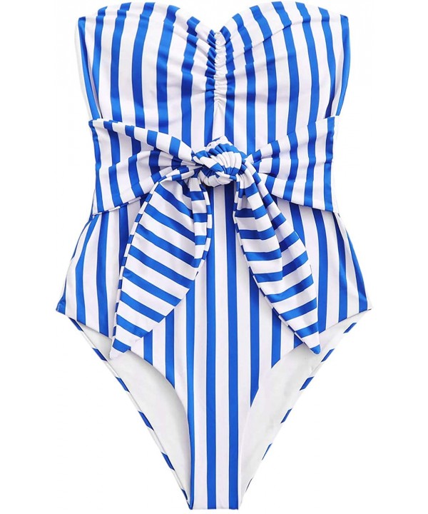 Women's Sexy Bathing Suit Criss Cross Backless One Piece Swimsuits Monokini Swimwear - Blue - C418Z0NDD6A $18.60-One-Pieces