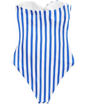 Women's Sexy Bathing Suit Criss Cross Backless One Piece Swimsuits Monokini Swimwear - Blue - C418Z0NDD6A $18.60-One-Pieces