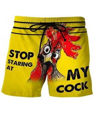 Men's Drawstring Special Cock Print Beer Festival Beach Casual Trouser Shorts Pant Stop Staring at My Cock Swim Trunks - Yell...