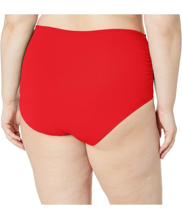 Women's Plus Size High Waist Fold Over Double Lined Bikini Swim Bottom - Coral - CO18ZQ6ZYZG $12.99-Tankinis