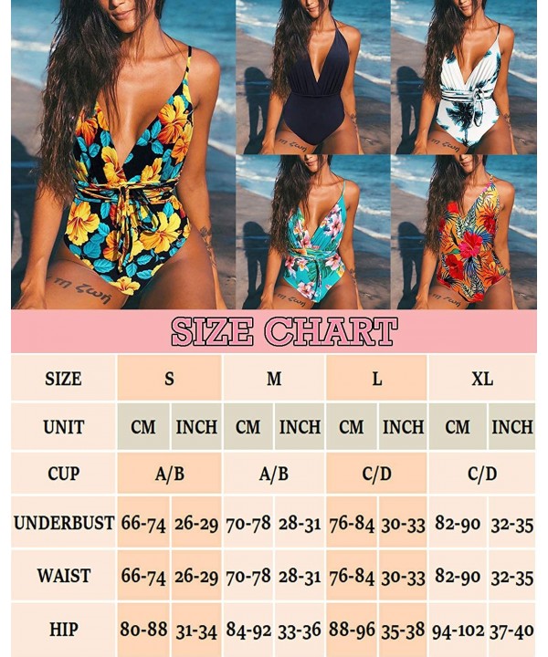 Women's Sexy One Piece Halter Criss Cross Swimsuit Low Back Monokini Padded Bathing Suit - Z-floral 3 - CN18T30CKRK $14.17-On...