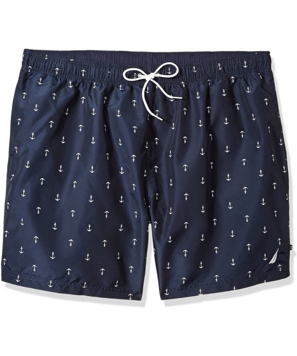 Men's Big and Tall Quick Dry All Over Classic Anchor Print Swim Trunk - Navy - C5188KHWS2H $41.70-Trunks