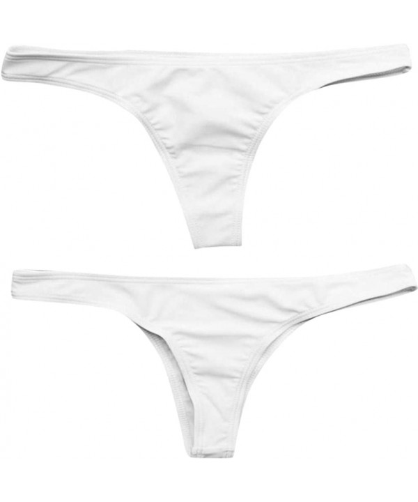 Plus Size Ladies Bikini Bottoms Brazilian Cheeky Thong V Swimwear Swimsuit S-6XL - White - CR18SON84TI $10.06-Tankinis