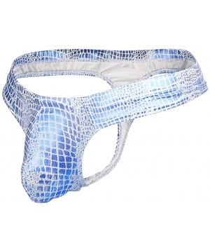 Hot G-Strings Briefs Low-Waist Snake Fabric U Convex Sexy Gays Thong Underwear - Blue - CF18WWRKS6O $10.60-Briefs