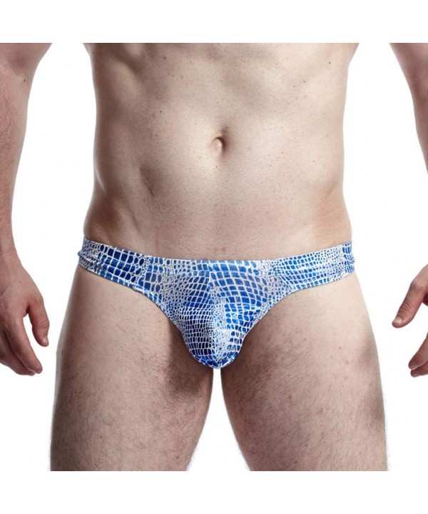 Hot G-Strings Briefs Low-Waist Snake Fabric U Convex Sexy Gays Thong Underwear - Blue - CF18WWRKS6O $10.60-Briefs