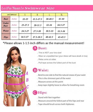 Women's Chic Swimwear Sexy 2 Piece High Waist Halter Bandage Back Padded Swimsuit Bikini Set Turquoise Floral Deer - C318GI88...