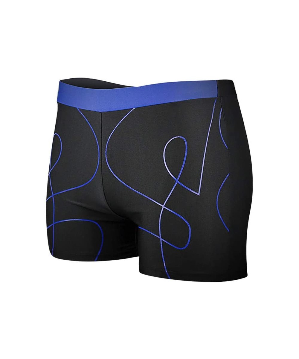 Mens Swim Shorts-Printed Beach Swimming Trunks Boxer Briefs Quick-Dry - Blue - C418ORIQLMT $10.46-Briefs