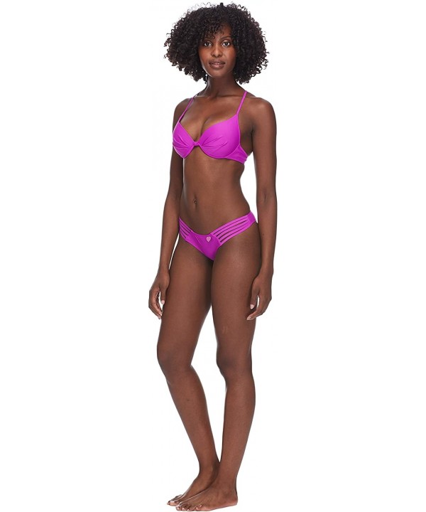 Women's Smoothies Amaris Solid Cheeky Coverage Bikini Bottom Swimsuit - Smoothies Magnolia - CH18HWMXDOX $30.02-Bottoms