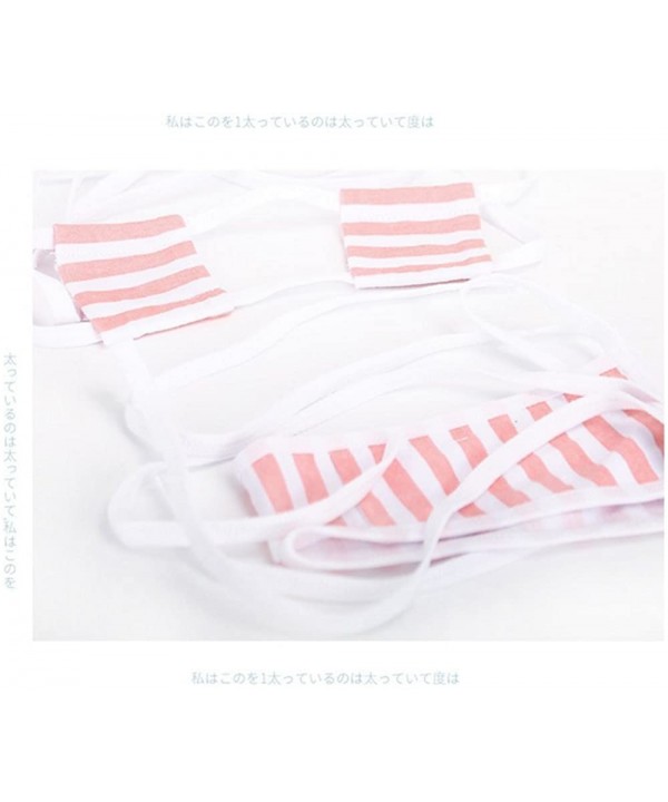 Womens Cosplay Costumes Lolita Striped Bikini Set Japanese Anime Lingerie - Pink - CO18EGHZ9YD $18.31-Sets