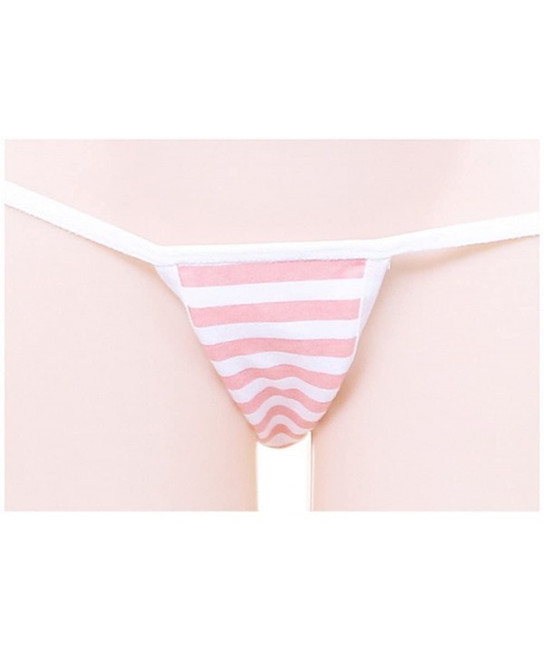 Womens Cosplay Costumes Lolita Striped Bikini Set Japanese Anime Lingerie - Pink - CO18EGHZ9YD $18.31-Sets