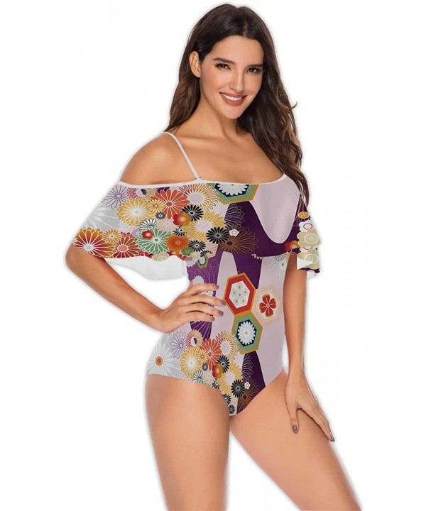 Spring Landscape with Wooden Fence-Women Flounce Swimwear High Waisted Swimsuit Trees S - Multi 15 - CK199E54S9Z $41.19-One-P...