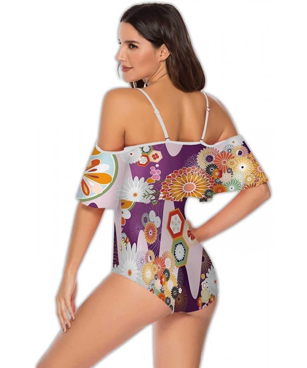 Spring Landscape with Wooden Fence-Women Flounce Swimwear High Waisted Swimsuit Trees S - Multi 15 - CK199E54S9Z $41.19-One-P...