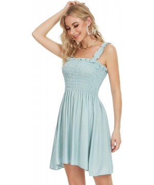 Women's Summer Cover Up Strapless Dresses Solid Tube Top Beach Mini Dress - Mint With Straps - CX19E40S4CZ $18.59-Cover-Ups