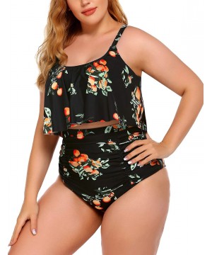 Women Bikini Set Tummy Control Swimsuit Two Piece High Waist Floral Swimwear Plus Size - Yellow&orange - C6190ZWRNQE $24.53-Sets