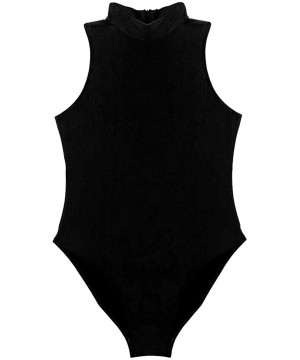 Women's Sleeveless Turtle Neck One Piece High Cut Leotard Thong Bodysuit Swimsuit Bathing Suits - Black - C718XGSXSLX $14.86-...