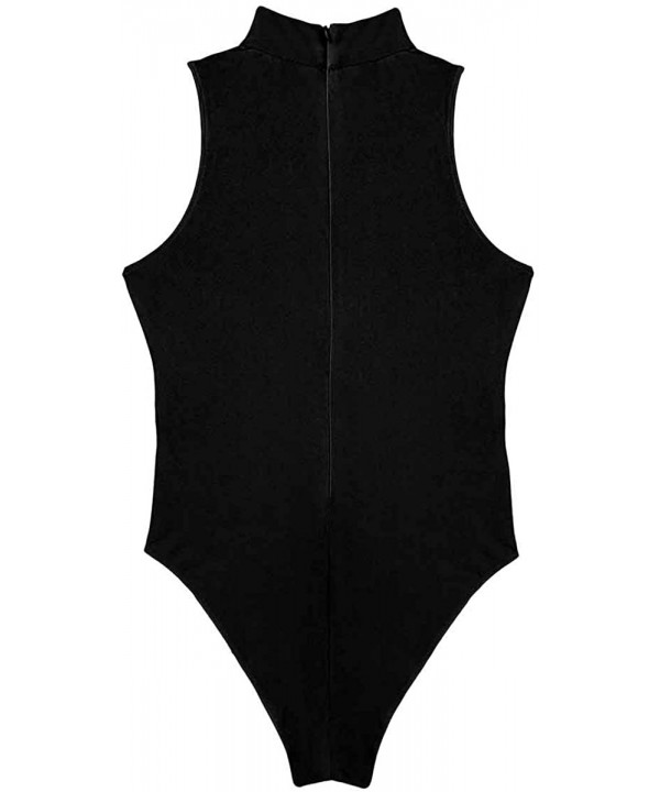 Women's Sleeveless Turtle Neck One Piece High Cut Leotard Thong Bodysuit Swimsuit Bathing Suits - Black - C718XGSXSLX $14.86-...