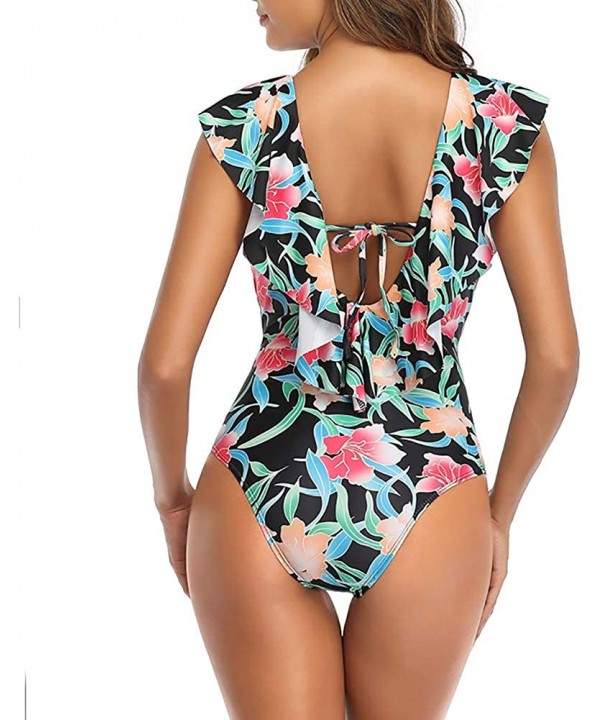 One Piece Swimsuit for Women Deep V Neck- Low Back Bathing Suits Halter Monokini Swimwear - Green2 - CN1930LDORW $20.33-One-P...