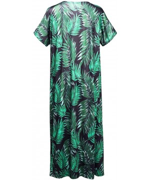 Sexy Printed Green 3 Piece V Neck Swimsuit Set Long Swimwear Cover up - Green - CE189O57WOD $35.19-Cover-Ups