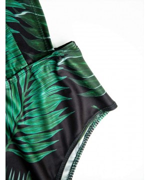 Sexy Printed Green 3 Piece V Neck Swimsuit Set Long Swimwear Cover up - Green - CE189O57WOD $35.19-Cover-Ups