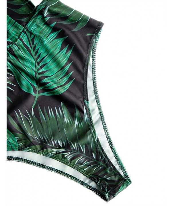 Sexy Printed Green 3 Piece V Neck Swimsuit Set Long Swimwear Cover up - Green - CE189O57WOD $35.19-Cover-Ups