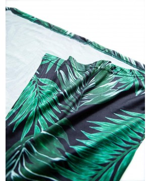 Sexy Printed Green 3 Piece V Neck Swimsuit Set Long Swimwear Cover up - Green - CE189O57WOD $35.19-Cover-Ups