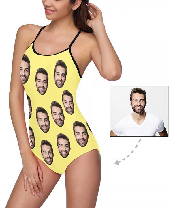 Custom Face Swimwear Women Swimsuit Boyfriend Faces Black Personalized Face Slip One Piece Bathing Suits Multi 7 - CL196OOEKA...