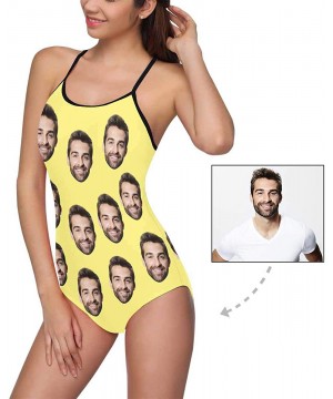 Custom Face Swimwear Women Swimsuit Boyfriend Faces Black Personalized Face Slip One Piece Bathing Suits Multi 7 - CL196OOEKA...