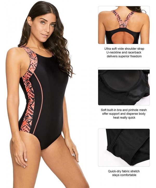 Women Athletic one Piece Swimsuit Sport Competitive Swimwear - Black2 - CG18YE8ES64 $21.49-Racing