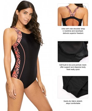 Women Athletic one Piece Swimsuit Sport Competitive Swimwear - Black2 - CG18YE8ES64 $21.49-Racing