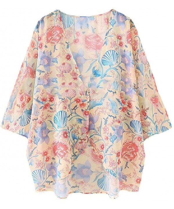 Women's Cardigan Classic Up Chiffon Bohemian Kimono Cover Dress - 9 - CI190TRRNL0 $16.45-Cover-Ups