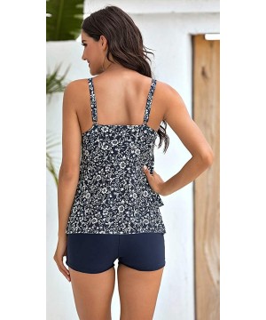 Womens Two Piece Tankini Sets Ruffle Top Swimsuit Printed Bathing Suit with Shorts Plus Size Plus Size - Floral - CM18NARC5DK...