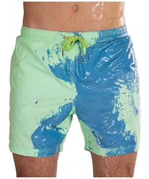 Temperature-Sensitive Color-Changing Beach Men Swimming Pants Sport Summer Swimsuit Surfing Swim Trunks Shorts - Green - CR19...