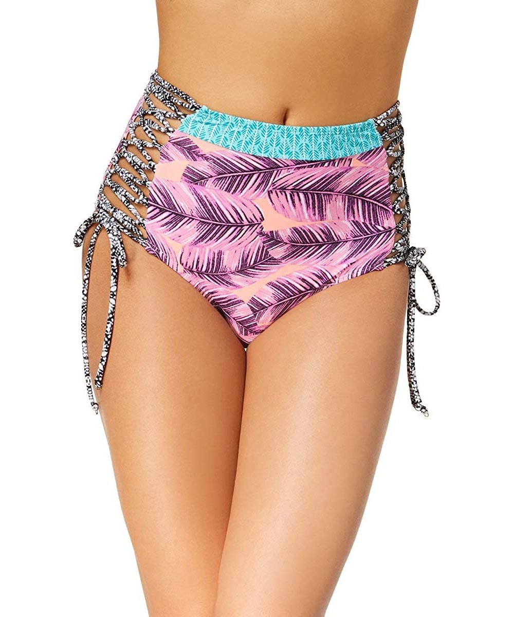 Leaf Breeze Lace Up Tie Sides High Waist Bikini Bottom - Pink Lilac - CG18NR7R55C $12.01-Bottoms