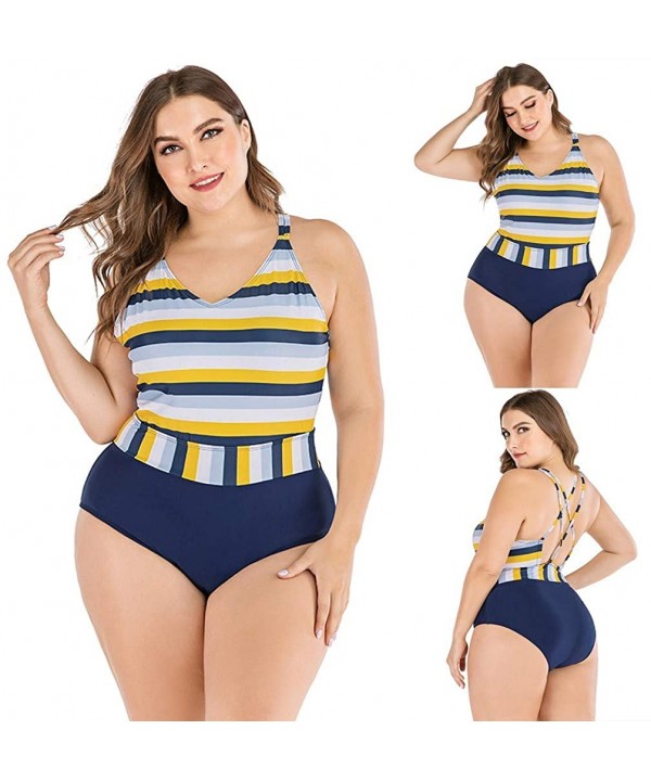 Stylish Printed One-Piece Halter Swimwear Bathing Suit Casual Summer Bikini Monokini Beachwear - Y-c Yellow - CC197X42T60 $26...