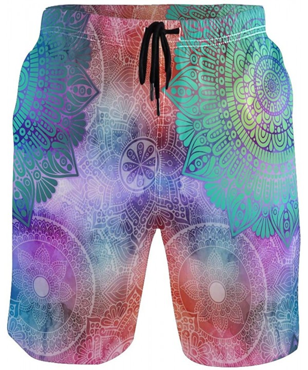 Mens Swim Trunks Tribal Mandala Flower Pattern Quick Dry Beach Shorts Summer Surf Board Shorts - CP18W8457AK $27.49-Board Shorts