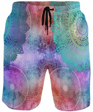 Mens Swim Trunks Tribal Mandala Flower Pattern Quick Dry Beach Shorts Summer Surf Board Shorts - CP18W8457AK $27.49-Board Shorts