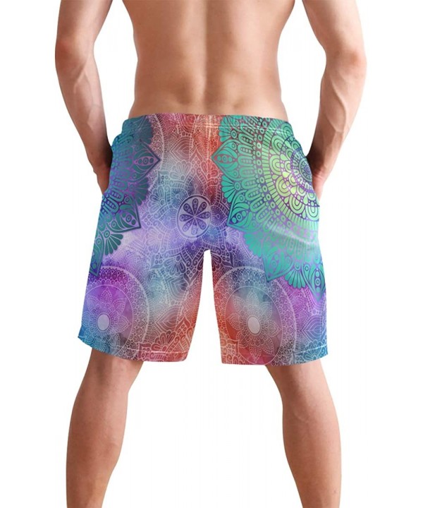 Mens Swim Trunks Tribal Mandala Flower Pattern Quick Dry Beach Shorts Summer Surf Board Shorts - CP18W8457AK $27.49-Board Shorts