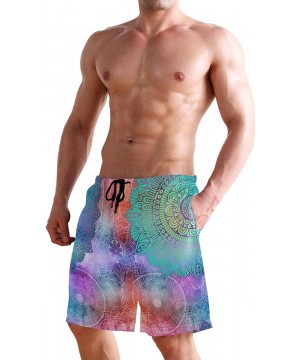 Mens Swim Trunks Tribal Mandala Flower Pattern Quick Dry Beach Shorts Summer Surf Board Shorts - CP18W8457AK $27.49-Board Shorts