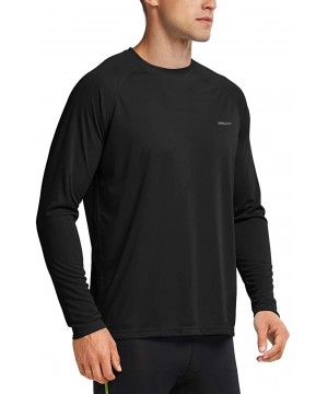 Men's UPF 50+ Sun Protection Hoodie Long Sleeve Outdoor Running Performance T-Shirt with Thumbholes - Long Sleeve-black - CQ1...