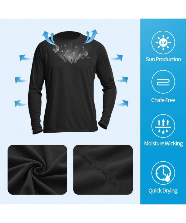 Men's UPF 50+ Sun Protection Hoodie Long Sleeve Outdoor Running Performance T-Shirt with Thumbholes - Long Sleeve-black - CQ1...