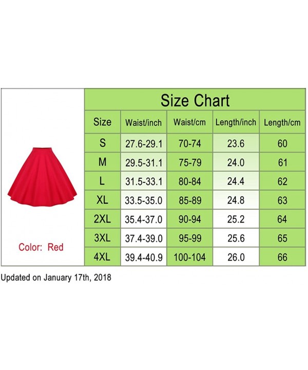 Women's Vintage Knee Length Flare Floral A Line Pleated Skirt - Red - C317YHEGD42 $14.99-Racing