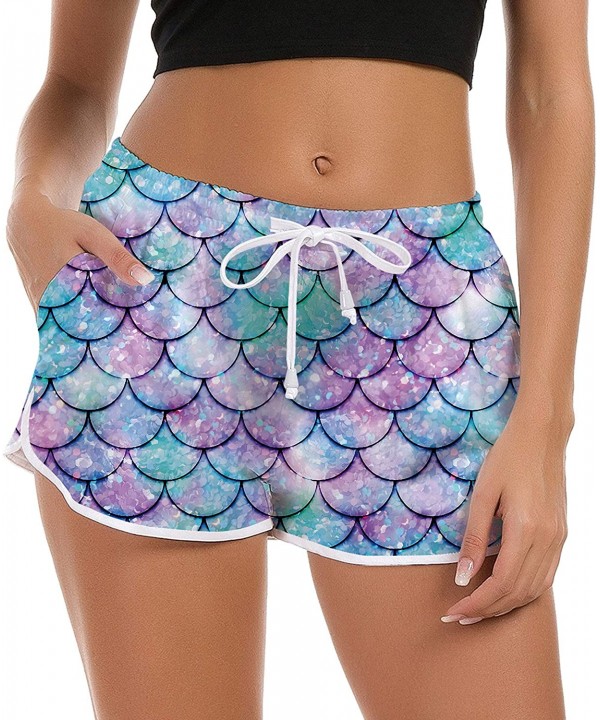 Women Beach Boardshorts Quick Dry 3D Graphic Swimwear Summer Bottom Novelty Workout Gym Sport Pants with Side Pocket - B-merm...