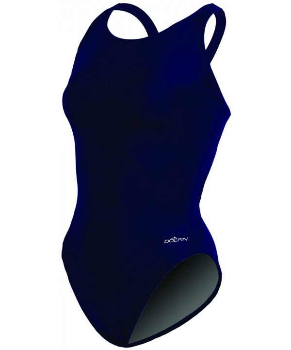 Women's Team Solid Hp Back Swimsuit - Navy - CO119NWBGFL $26.72-Racing