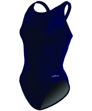 Women's Team Solid Hp Back Swimsuit - Navy - CO119NWBGFL $26.72-Racing