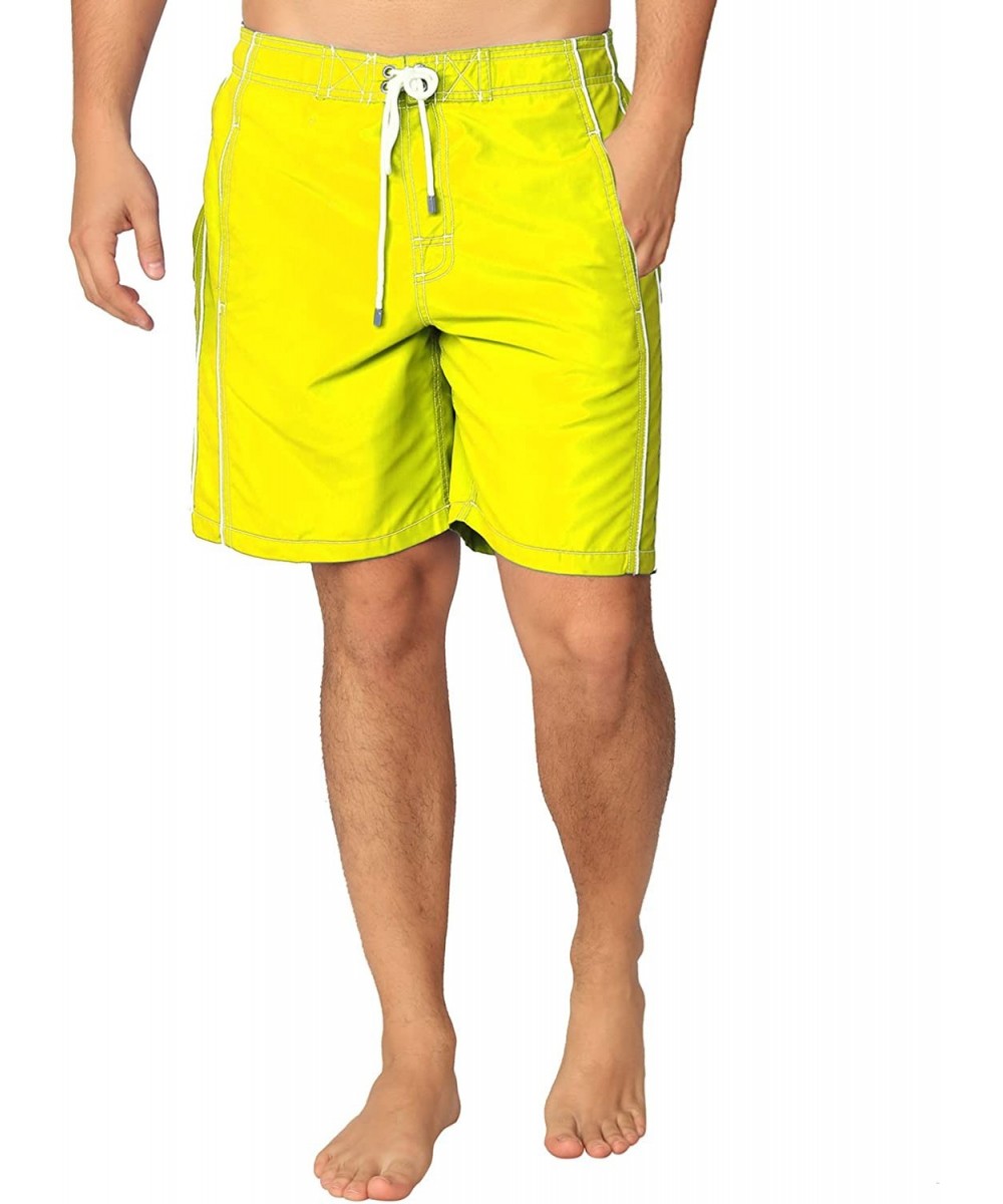 Premium Men's Swim Trunks with UPF! Stylish Sporty Swimming Shorts for Men - Yellow - CO184KXDO75 $20.66-Trunks